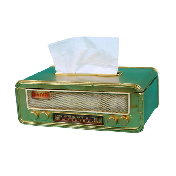 WeiLaiKeQi Radio Shaped Tissue Box Cover Cute Napkin Case for Restaurant Hotel Bathroom Gold