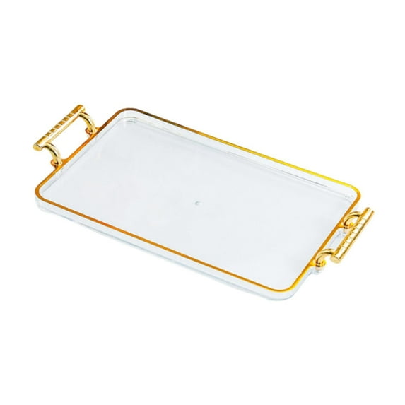 WeiLaiKeQi Serving Tray Rectangular Countertop Organizer for Coffee Table Home Tabletop clear golden