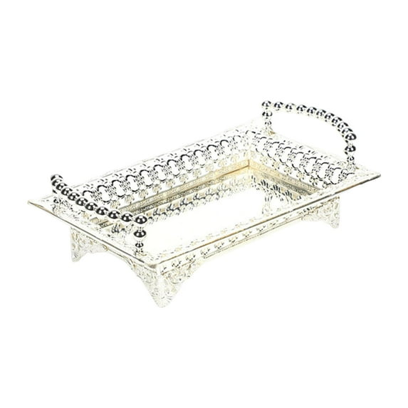 WeiLaiKeQi Serving Tray Vanity Tray Elegant Serving Platter for Kitchen Bathroom Office Silver