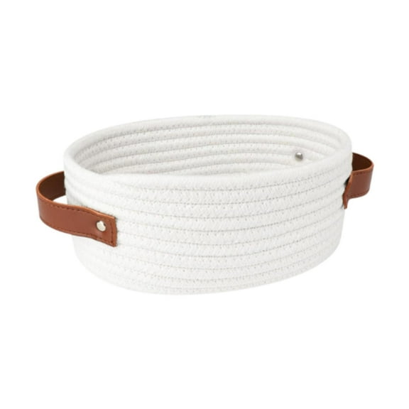 WeiLaiKeQi Storage Basket Cotton Rope Baskets for Organizing for Bedside Table Entryway White
