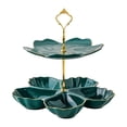 thumbnail image 1 of WeiLaiKeQi Tiered Ceramic Cake Stand Afternoon Tea Stand for Tea Party Wedding Birthday 2 Tier Green, 1 of 9