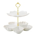 thumbnail image 1 of WeiLaiKeQi Tiered Ceramic Cake Stand Afternoon Tea Stand for Tea Party Wedding Birthday 2 Tier White, 1 of 9
