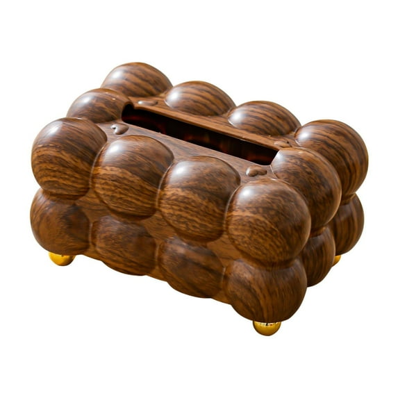 WeiLaiKeQi Tissue Box Cover Desktop Facial Tissue Holder for Bedroom Vanity Dining Room faux red walnut foot