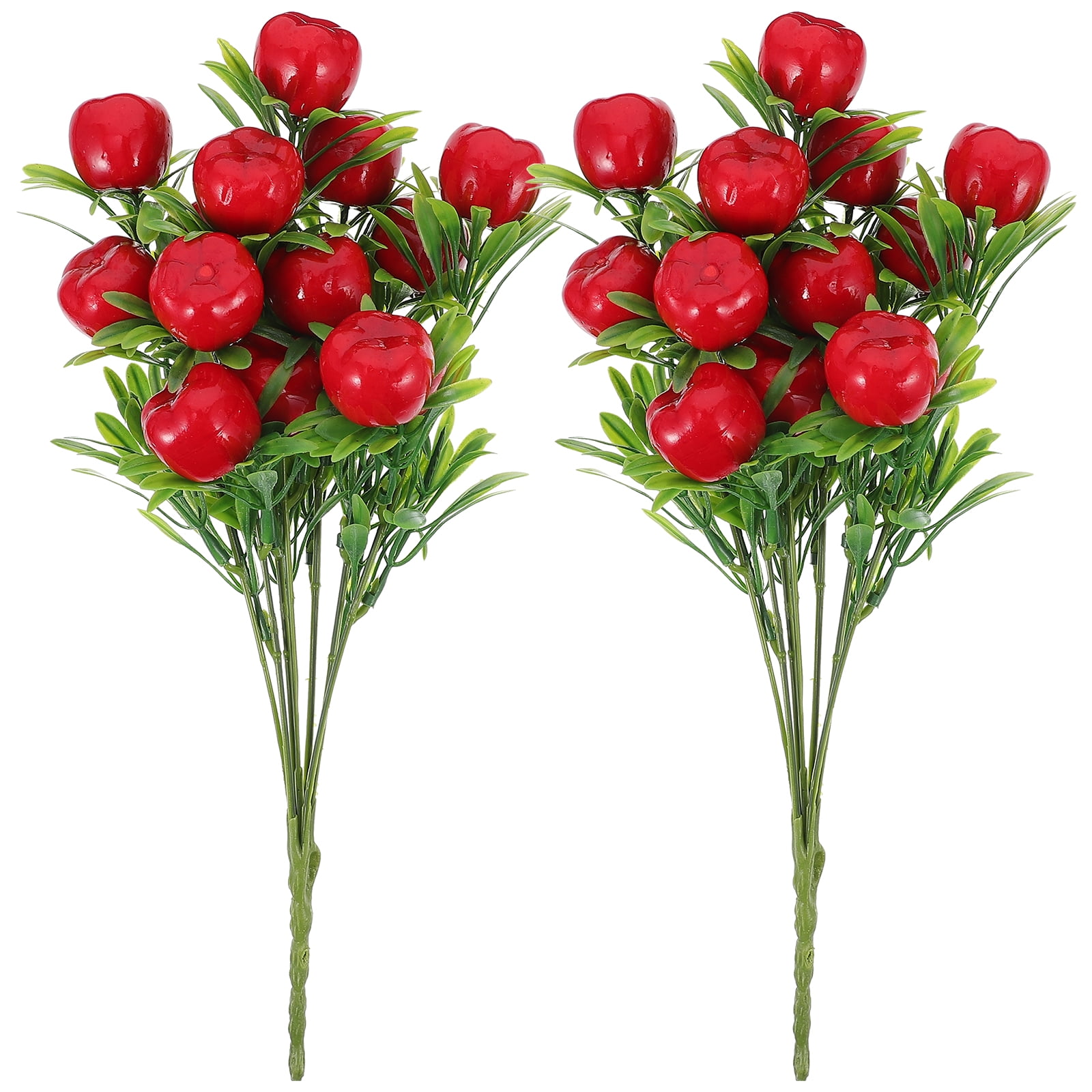 WeiWei 2 Pcs Artificial Apple Branches Fake Fruit Stems for Home ...