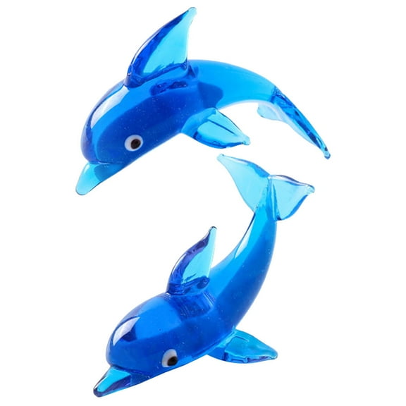 WeiWei Handmade Glass Dolphin Figurines - Set of 2 Sea Animal Sculptures