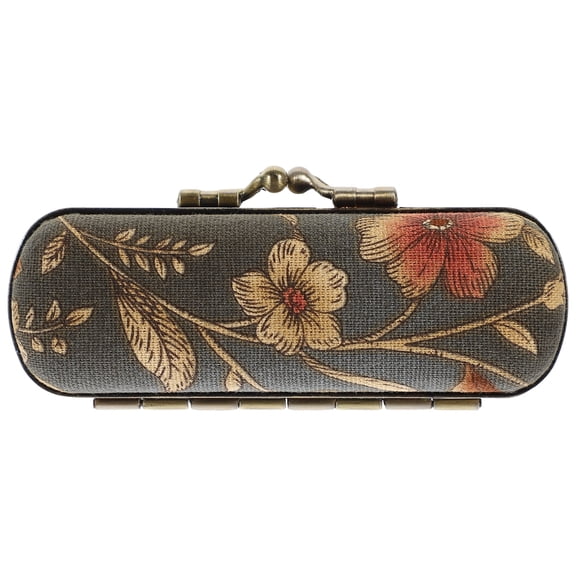 Vintage Lipstick Case with Mirror & Flower Print