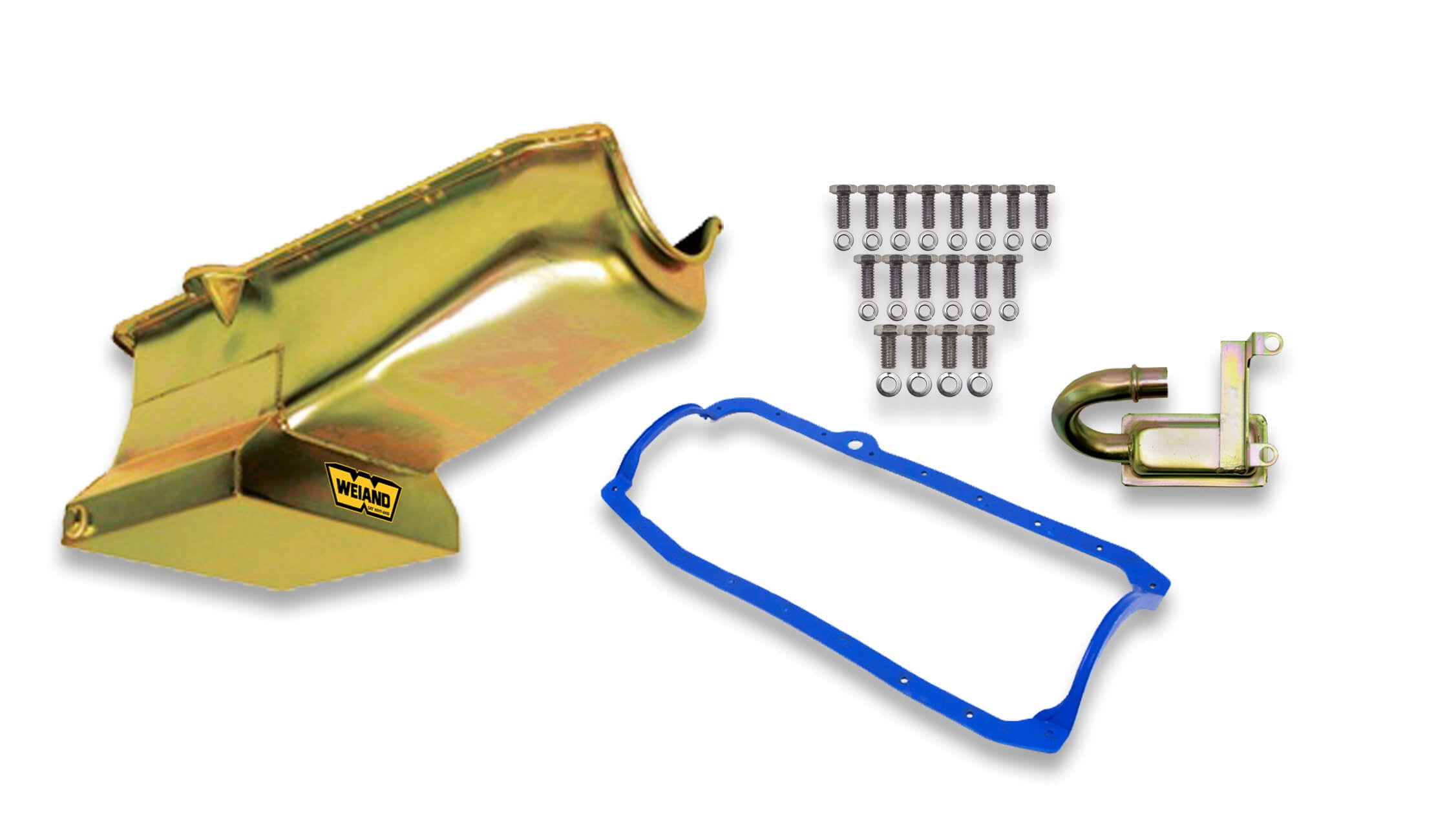 Weiand 5005WND Fabricated Oil Pan Kit - Includes Pan, Pickup, Gasket & Bolts For High-Performance Engines