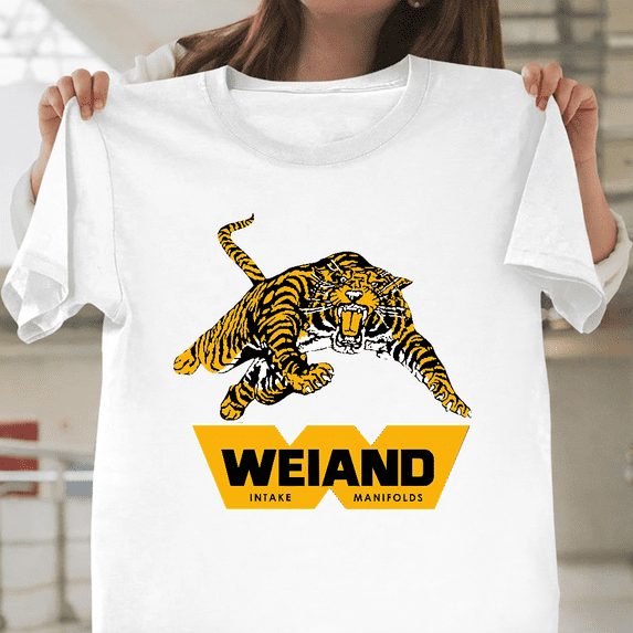 Weiand Tiger Movie Inspired Black Fan Wear Automotive Brand Art Unisex T-Shirt, for men & women, up to size 5XL.