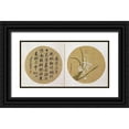 thumbnail image 1 of Weibang, Zhang 14x9 Black Ornate Wood Framed with Double Matting Museum Art Print Titled - Flowers and Calligraphy, 1 of 4