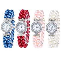 Weicam 4 Pack Wholesale Watch Women Crystal Pearl Bracelet Analog Quartz Wrist Watches
