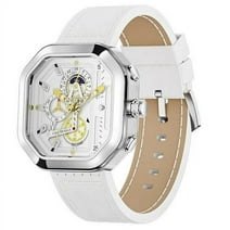 Weicam Men Boy Luxury Leather Strap Watch Square Dial Chronograph Waterproof Analog Quartz Wristwatch