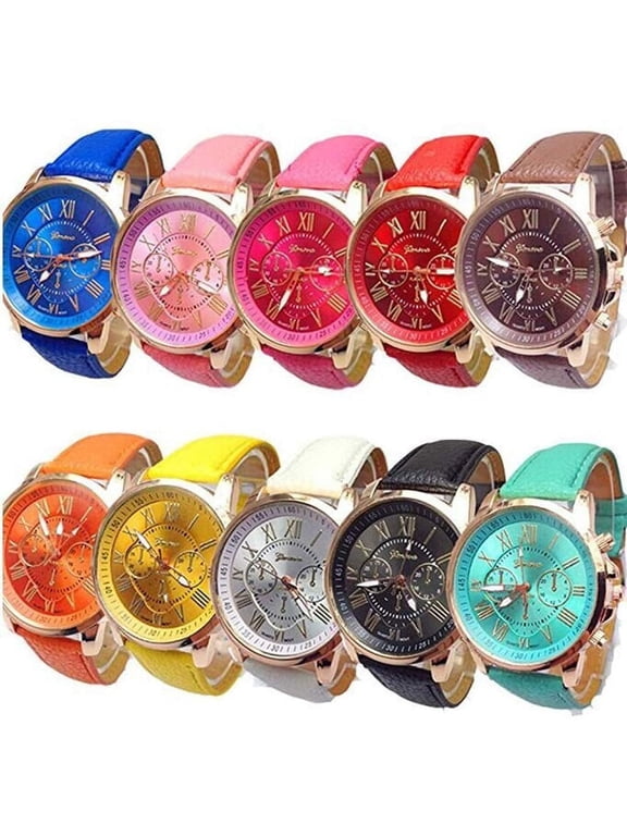 Wholesale Watches 10 Pack Fashion Ladies Women PU Leather Assorted Wrist Watch Set Roman Numerals Analog Quartz for Men Unisex Girls