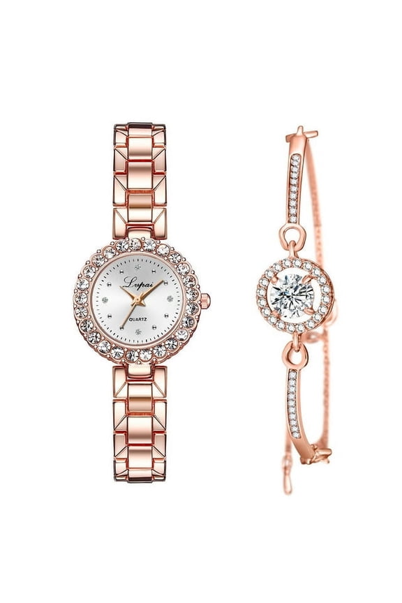 Women Elegant Crystal Bangle Bracelet Watch Sets Analog Quartz Wristwatches