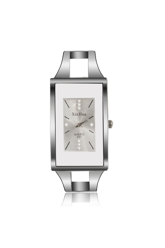 Women Simple Crystal Cuff Bangle Bracelet Analog Quartz Wrist Watches