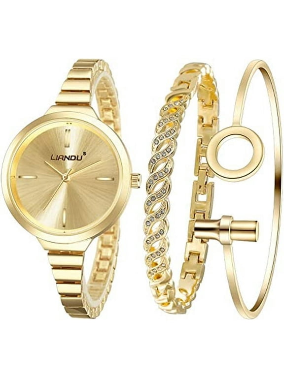 Women's Watch Elegant Crystal Cuff Bangle Bracelet Watch Sets Analog Quartz Wrist Watches