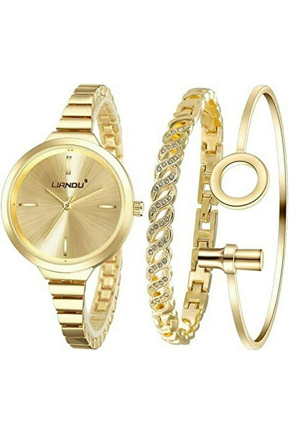 Women's Watch Elegant Crystal Cuff Bangle Bracelet Watch Sets Analog Quartz Wrist Watches