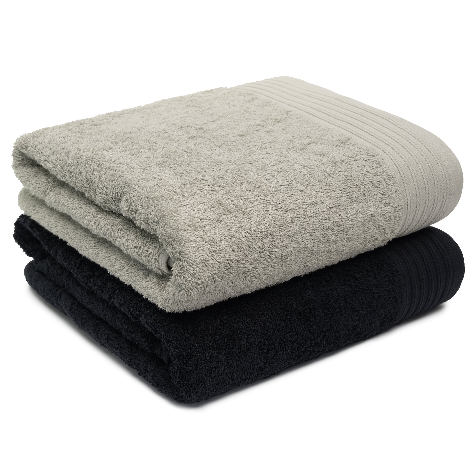 Weidemans 100% Cotton Bath Towels | Eco-Friendly Exclusive Bathsheet towels Set of 2 (Size: 35" X 70")|Ultra Soft and Highly Absorbent Bath Towel Set Gym, Hotel, Travel Camp, Pool Spa |Black & Silver