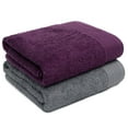 thumbnail image 1 of Weidemans 100% Cotton Bath Towels | Eco-Friendly Exclusive Bathsheet towels Set of 2 (Size: 35" X 70") | Ultra Soft and Highly Absorbent Bath Towel Set Gym, Hotel, Travel Camp, Pool Spa | Grey & Plum, 1 of 10