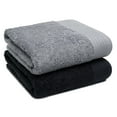 thumbnail image 1 of Weidemans 100% Cotton Bath Towels | Eco-Friendly Exclusive Bathsheet towels Set of 2 (Size: 35" X 70") |Ultra Soft and Highly Absorbent Bath Towel Set Gym, Hotel, Travel Camp, Pool Spa | Grey & Black, 1 of 11