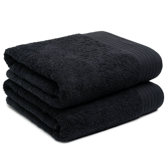 Weidemans 100% Cotton Bath Towels | Eco-Friendly Exclusive Bathsheet towels Set of 2 (Size: 35" X 70") | Ultra Soft and Highly Absorbent Bath Towel Set Gym, Hotel, Travel Camp, Pool Spa | Black