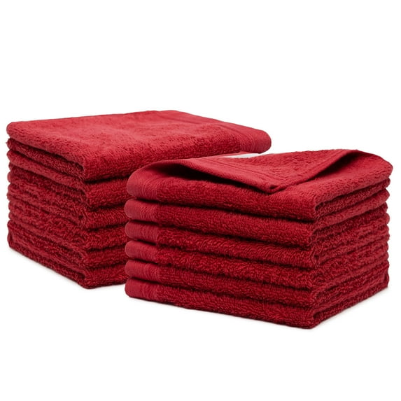 Weidemans 100% Cotton Washcloths 12 Pieces Towel Set | Fingertip Washcloth 13" X 13" | Towels for Bathroom, Hand, Kitchen, Cleaning | Machine Washable high Absorbency Bathroom Face Towels | Burgundy