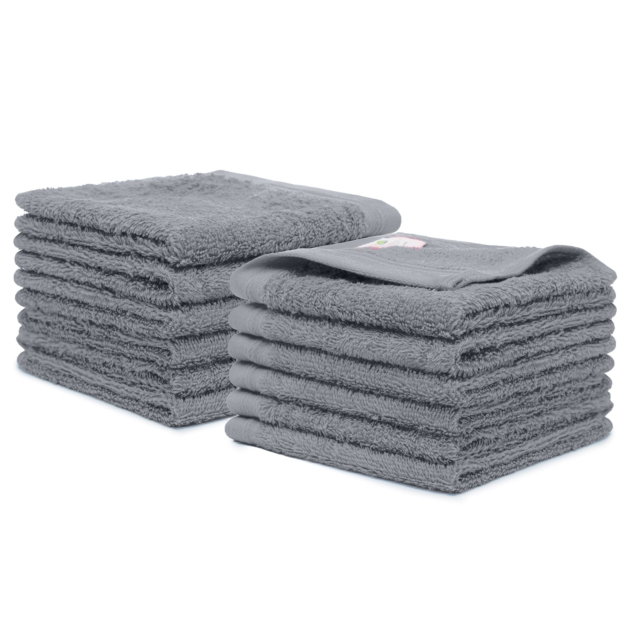 Weidemans 100% Cotton Washcloths 12 Pieces Towel Set | Fingertip Washcloth 13" X 13" | Towels for Bathroom, Hand, Kitchen, Cleaning | Machine Washable high Absorbency Bathroom Face Towels | Dark Grey