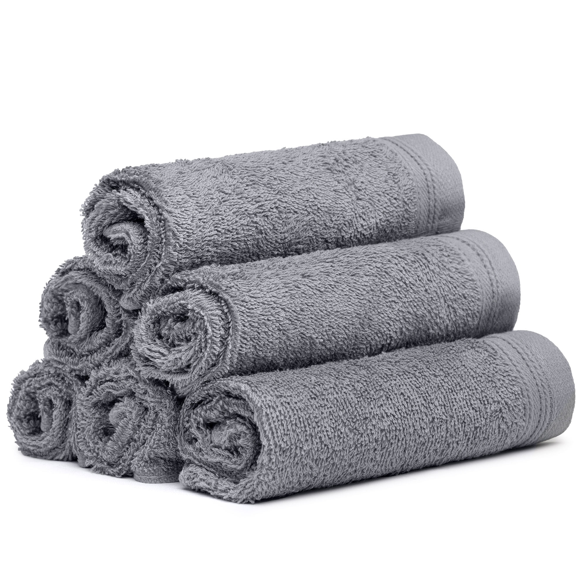Weidemans 100% Cotton Washcloths 6 Pieces Towel Set | Fingertip Washcloth 13" X 13" | Towels for Bathroom, Hand, Kitchen, Cleaning | Machine Washable high Absorbency Bathroom Face Towels | Dark Grey