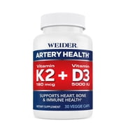 Weider Artery Health - Artery Flexibility & Heart Health - With Vitamin K2, D3 & Ginger - Bone & Immune Support* - Gluten Free & Vegan - 30 Veggie Capsules