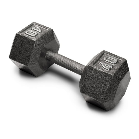 Weider Cast Iron Hex Dumbbell with Knurled Grip, 40 lbs