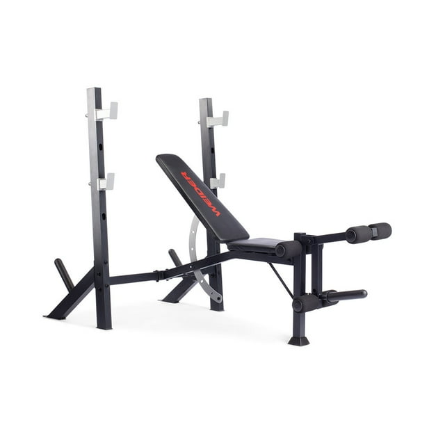 Weider Legacy Adjustable Olympic Bench and Rack with Leg Developer, 510 ...