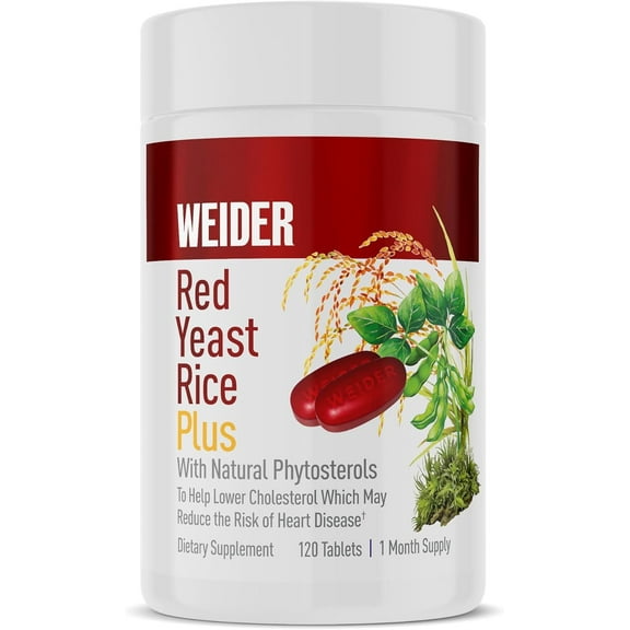 Weider Red Yeast Rice Plus 1200mg, with 850mg of Natural Phytosterols, Gluten Free