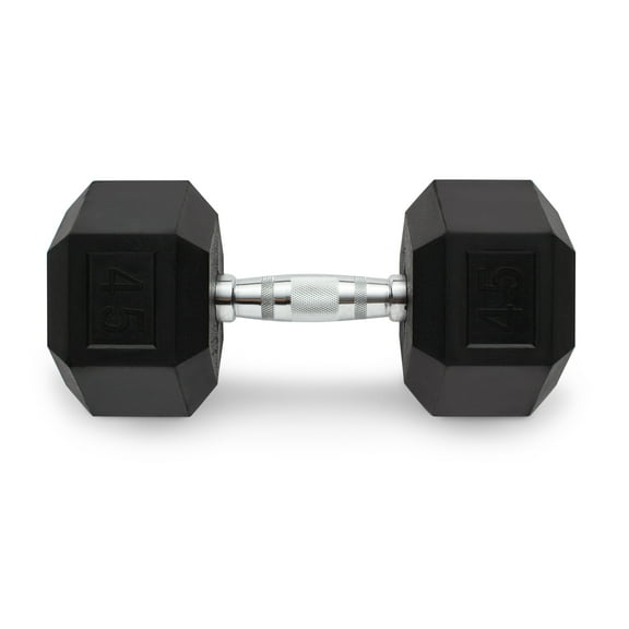 Weider Rubber Hex Dumbbell, 45 lbs - Sold Individually