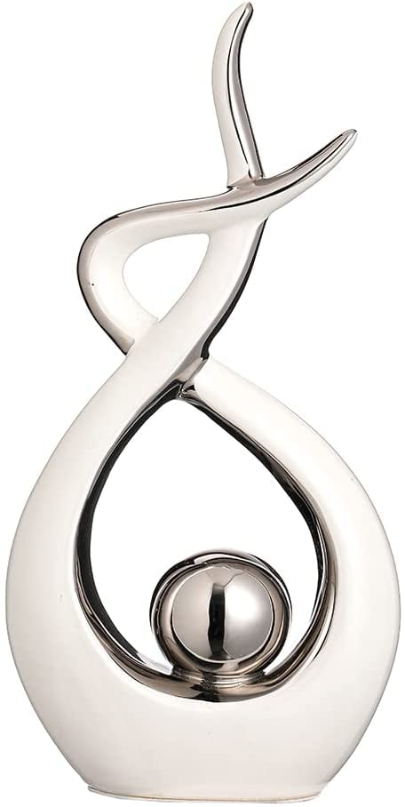 White and Silver Ceramic Abstract Art Statue