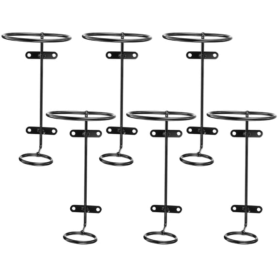 TOYMYTOY 6pcs Wall Mounted Wrought Iron Rack Black Elegant Wine Display