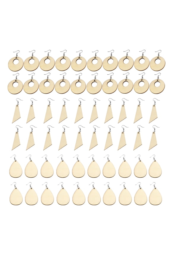 Earring Blanks for Jewelry Making Wooden Blank Earrings Pendant Beige 60pcs