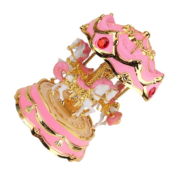TOYMYTOY 1Pc Pink Merry Go Round Music Box Battery Operated Decorative Melody