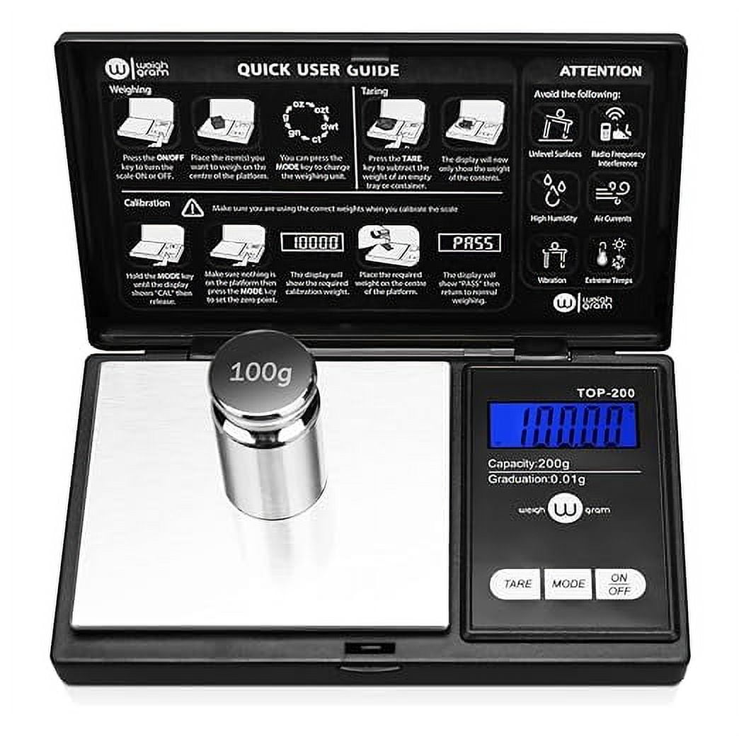 200g Black Stainless Steel Digital Pocket Scale