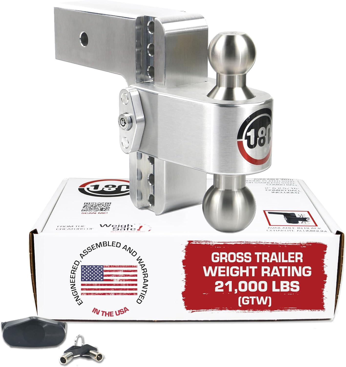 Weigh Safe Adjustable Trailer Hitch Ball Mount - 6" Adjustable Drop ...