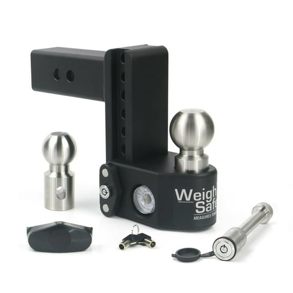 Weigh Safe Adjustable Trailer Hitch Ball Mount - 6" Drop Hitch for 2.5" Receiver w/ 2 pc Keyed Alike Lock Set, Premium Steel Trailer Tow Hitch w/Built in Weight Scale for Anti Sway, 22,000 lbs GTW