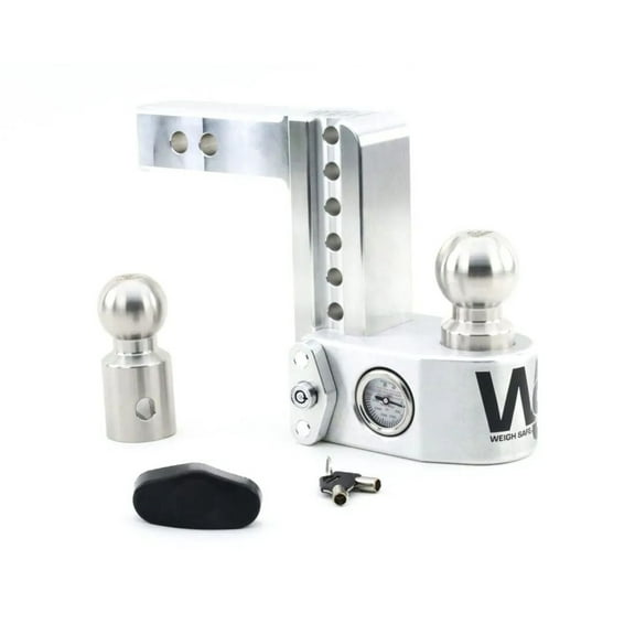 Weigh Safe Adjustable Trailer Hitch Ball Mount - 4" Drop Hitch for 2" Receiver w/ 2 pc Keyed Alike Lock Set, Premium Aluminum Trailer Tow Hitch w/Built in Weight Scale for Anti Sway, 12,500 lbs GTW