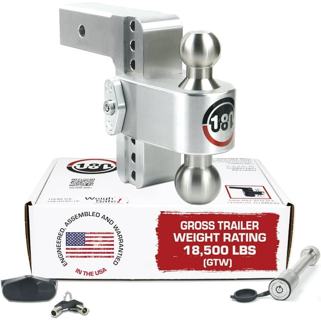 Weigh Safe Adjustable Trailer Hitch Ball Mount, 6" Adjustable Drop Hitch for 2.5" Receiver w/ 2 pc Keyed Alike Lock Set, Heavy Duty Aluminum Trailer Tow Hitch w/ Stainless Steel Tow Balls, 18,500 GTW