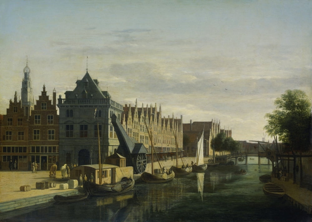 Weighing House And Crane On The Spaarne Canvas Art -  (36 x 24)