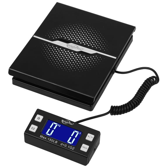 Weighmax 150lbs x 0.1oz Digital Shipping and Postal Scale with Extended Display, W-8809 Black, Batteries and Ac Adapter Included, W-8809-150 Black