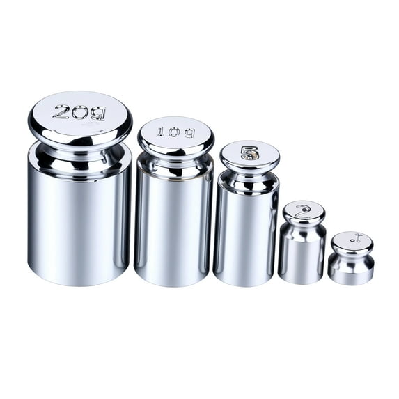 5PCs Calibration Weights Set 1g 2g 5g 10g 20g Premium Steel Chrome Small Weights for Digital Scale Balance Jewelry Kitchen Craft Precision Scale Calibration Weight Set