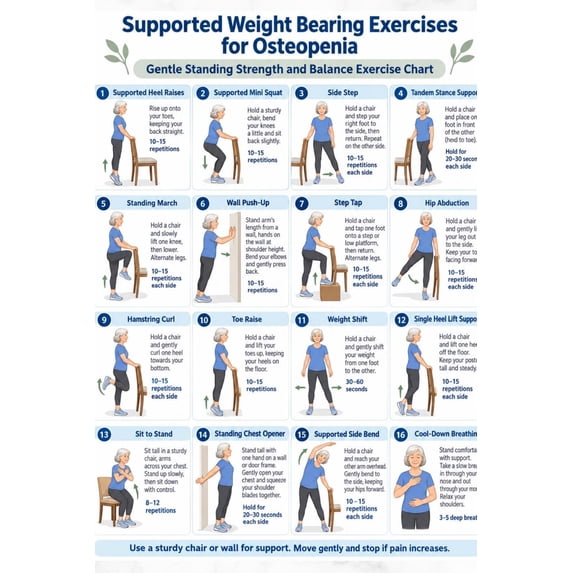 Weight Bearing Exercises Unframed poster Osteopenia Strength Guide ...
