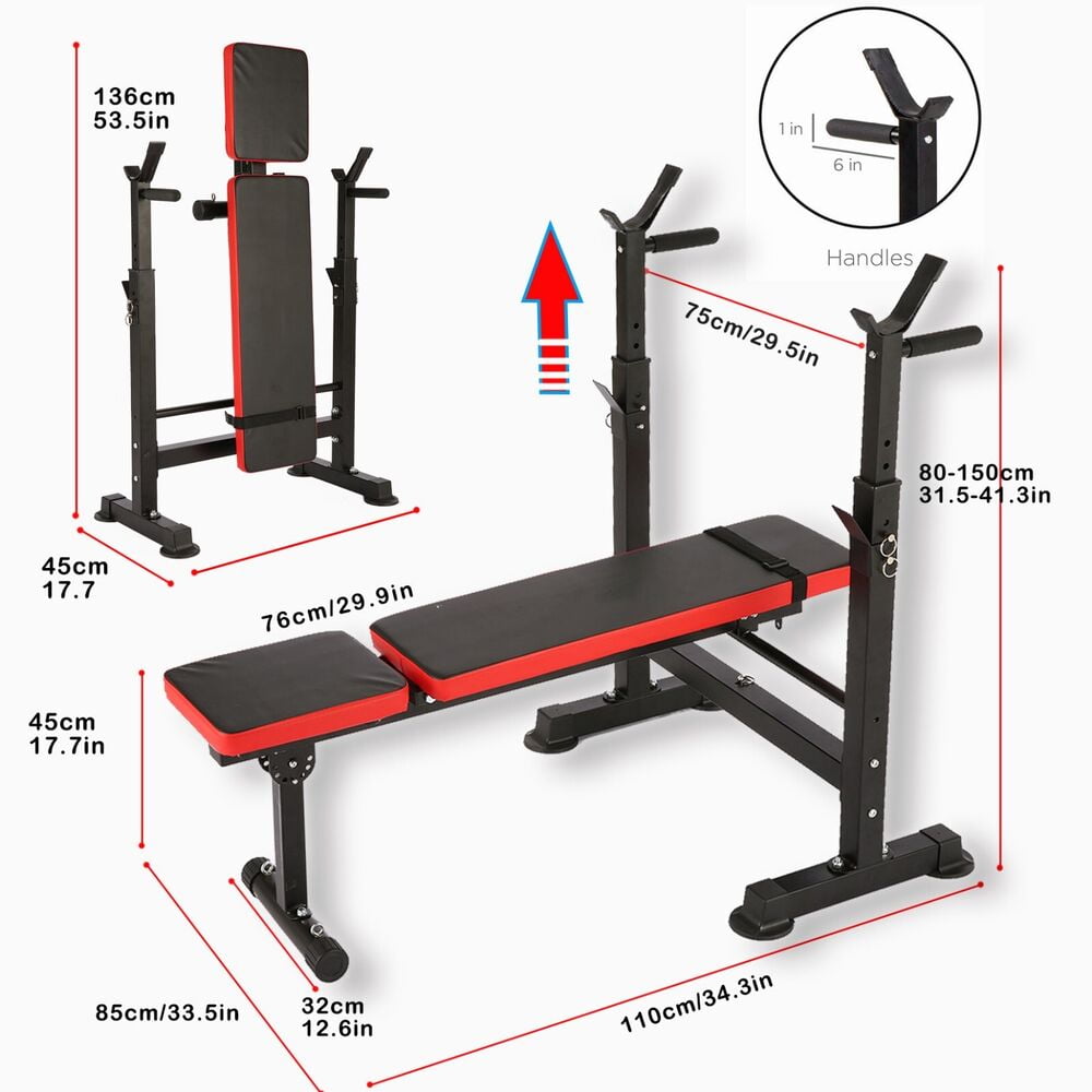 Weight Bench Adjustable Incline Decline Foldable Full Body Workout Gym ...