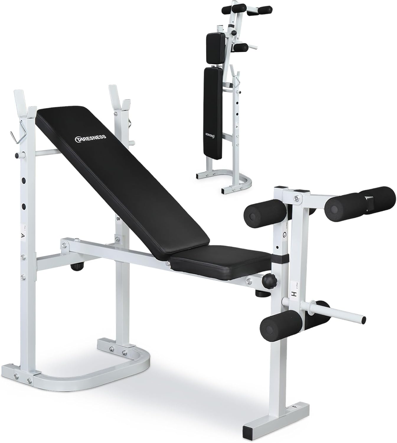 Weight Bench with Adjustable Workout Bench and Barbell Rack and Leg