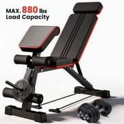 Weight Bench,Blacksmith Foldable Workout Bench with Leg Extension,Preacher Curl and Extended Headrest, 880 LBS Capacity Incline Decline Bench for Home Gym Full Body Exercise