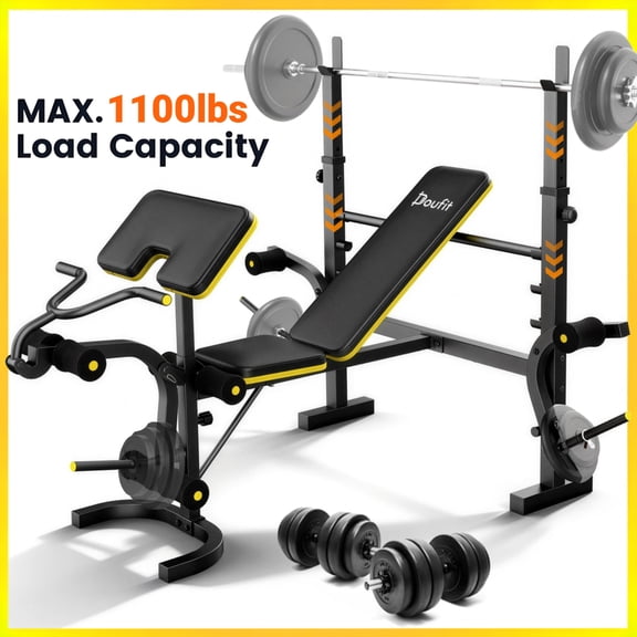 Weight Bench,Blacksmith 6-in-1 Adjustable 1100 lbs Load Bearing Weightbench Set with Squat Rack, Leg Developer, Preacher Curl, Butterfly Arms