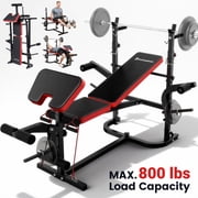 Weight Bench,Blacksmith 6-in-1 Foldable 800lb Capacity Weightbench Set,Workout Bench Press System for Full Body Home Gym,Black